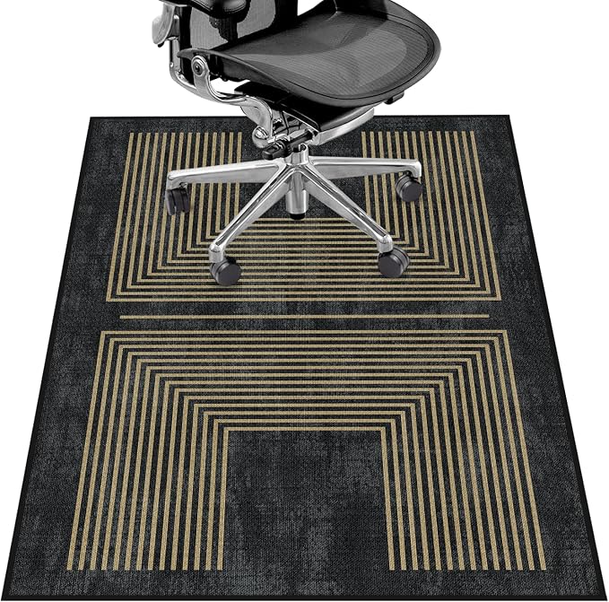Office Chair Mat for Hardwood Floor&Tile Floor,36"X 48" Heavy Duty Desk Chair Mat for Hard Floors,Under Desk Rug for Rolling Computer Chair,Anti Slip,Low Pile Carpet Floor-Geo Black