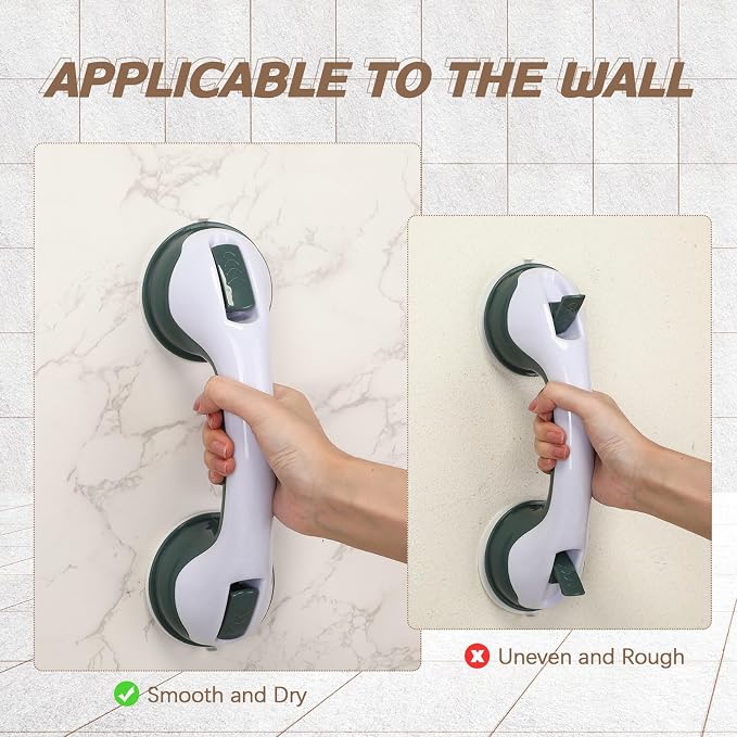 Qunclay 4 Pack 12 Inch Grab Bars for Bathtubs Shower Handle Shower Grab Bars for Seniors Elderly Disabled Handicap (Green, Gray)