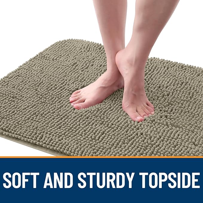 OLANLY Dog Door Mat for Muddy Paws 59x20, Absorbs Moisture and Dirt, Absorbent Non-Slip Washable Doormat, Quick Dry Chenille Mud Mat, Entry Indoor Entryway Carpet for Inside Floor, Warm Taupe