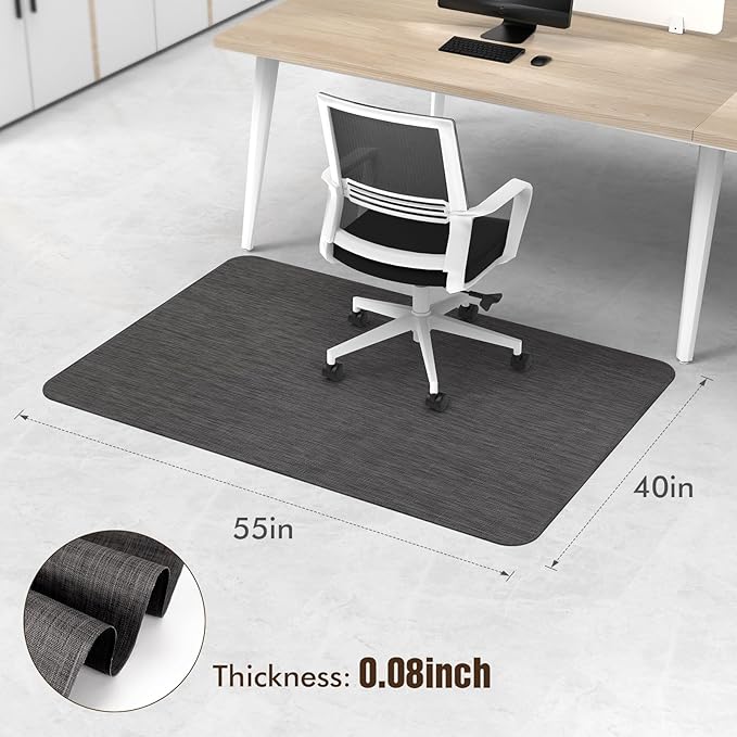Blvornl Office Chair Mat for Hardwood Floor, 40"x 55" Desk Mat for Hard Wood, Large Anti-Slip Hard Floor Protector Rolling Chair Mat, PVC Mat Desk Rug for Office Home, Black