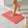 TYUU Pink Bathroom Rugs, Ultra Soft Bath Rugs Non Slip Washable, Super Absorbent Quick Dry Small Bath Mat with Rubber Backing for Bathroom Floor, Shower, or Sink, Pink 16" x 24"
