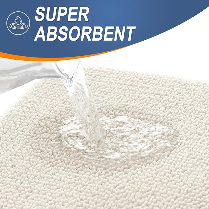 OLANLY Thick Memory Foam Bathroom Runner Rugs 59x24, Extra Soft Absorbent Long Bath Rug, Quick Dry Bath Mats, Non-Slip, Machine Washable Mat for Bathroom, Tub and Shower, Home Decor Accessories, Ivory