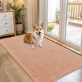 OLANLY Dog Door Mat for Muddy Paws 54x32, Absorbs Moisture and Dirt, Absorbent Non-Slip Washable Doormat, Quick Dry Chenille Mud Mat for Dogs, Entry Indoor Entryway Carpet for Inside Floor, Peach