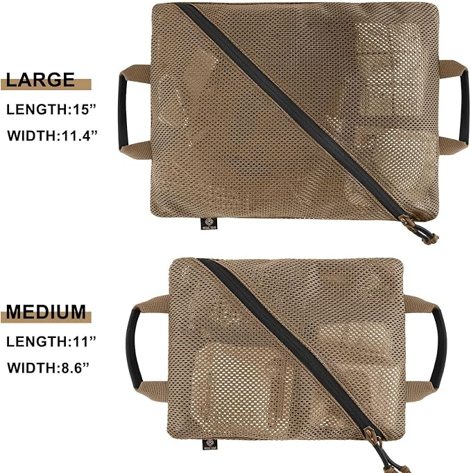 PETAC GEAR Tactical Storage Mesh Pouch Set,Insert Modular Utility Admin Pockets,Travel Organizer EDC Bag