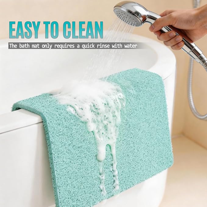 Joyhalo Shower Mat Bathtub Mat Non Slip, Bathmats Non Slip, Quick Drying Foot Scrubber Loofah Mats for Shower, Tub, Bathroom, Home,32x24inch, Aqua