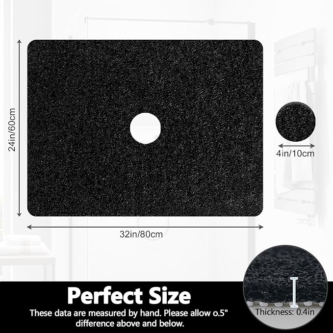 Shower Mat Non Slip: 32 x 24 Inch Extra Large Shower Mats with Drain Hole in Middle - Soft Loofah Quick Drying Matt for Shower Stall