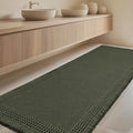 Extra Large Waffle Bath Mat, Boho Woven Modern Bath Rug Absorbent Non Slip, Ultra Soft Bathroom Mats, Machine Washable Knit Bath Rugs with Border for Bathroom, Bedroom, Kitchen, Tub, 5'x2', Dark Green