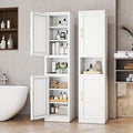 Tall Metal Narrow Bathroom Storage Cabinet 67" H, Tall White Pantry Cabinets with 4 Adjustable Shelves and 2 Doors for Kitchen, Home Office, Living Room, Dining Room(16 inches Wide)