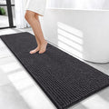 OLANLY Thick Bathroom Runner Rugs 59x20, Extra Soft Absorbent Chenille Bath Rugs, Rubber Backing, Machine Wash Dry, Long Bath Mats for Bathroom Floor, Tub and Shower, Home Decor Accessories, Dark Grey