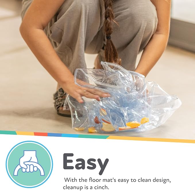 Nuby High Chair Waterproof Floor Mat - 50" Clear Circle Kitchen Mat - Protects Floor from Spills and Messes