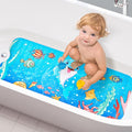 Vannokor Baby Bath Mat for Tub Non Slip Kids, 40 X 16 Inch Extra Long Bathtub Mat with Drain Holes and Suction Cups, Anti Slip Shower Mat Machine Washable, Dolphin