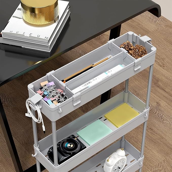 SPACELEAD 2-piece Set Slim Storage Cart 3 Tier,Bathroom Organizer Rolling Utility,Mobile Shelving Unit Slide Out for Office, Kitchen, Laundry Room & Narrow Places
