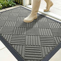 OLANLY Front Door Mat Outside Entrance 35x23, Absorbent, Heavy Duty Sturdy Natural Rubber Doormat Indoor Outdoor, Stain Fade Resistant, Non-Slip Low Profile Floor Mat for Entryway, Modern Gray Diamond