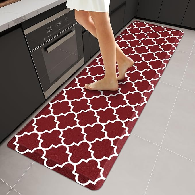 WISELIFE Anti Fatigue Floor Mat - 4/5 Inch Thick Kitchen Mat Non Slip Waterproof Heavy Duty Ergonomic Comfort Mat Durable for Home, Office, Sink, Laundry,(22" x 72", Red)