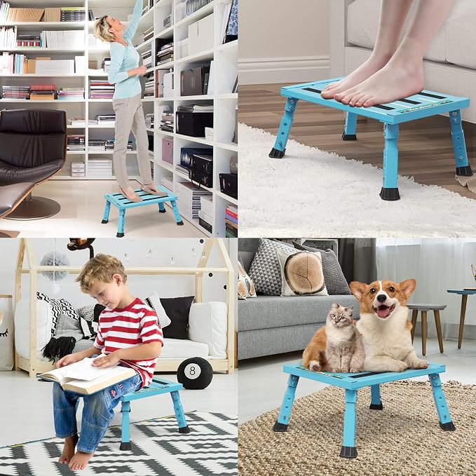 Marudina Large Platform RV Steps, 3-Level Adjustable Height Aluminum Folding Step Stool, Light Folding Anti-skidding RV Step, Supports Up to 1,000 lb (17.5" X 13.5" Large Platform)