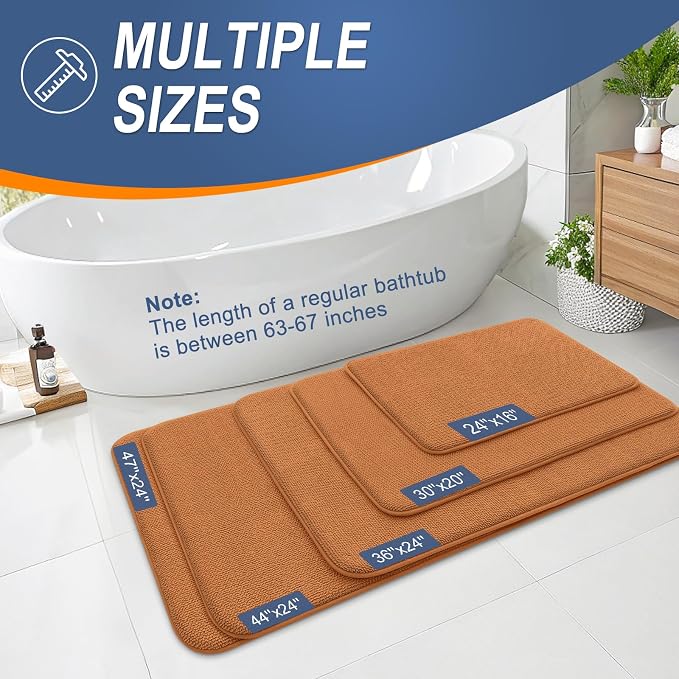 OLANLY Thick Memory Foam Small Bathroom Rugs 24x16, Extra Soft Absorbent Bathroom Mat, Quick Dry Bath Mats, Non-Slip, Machine Washable Carpet for Bathroom, Tub and Shower, Home Decor Accessories, Clay