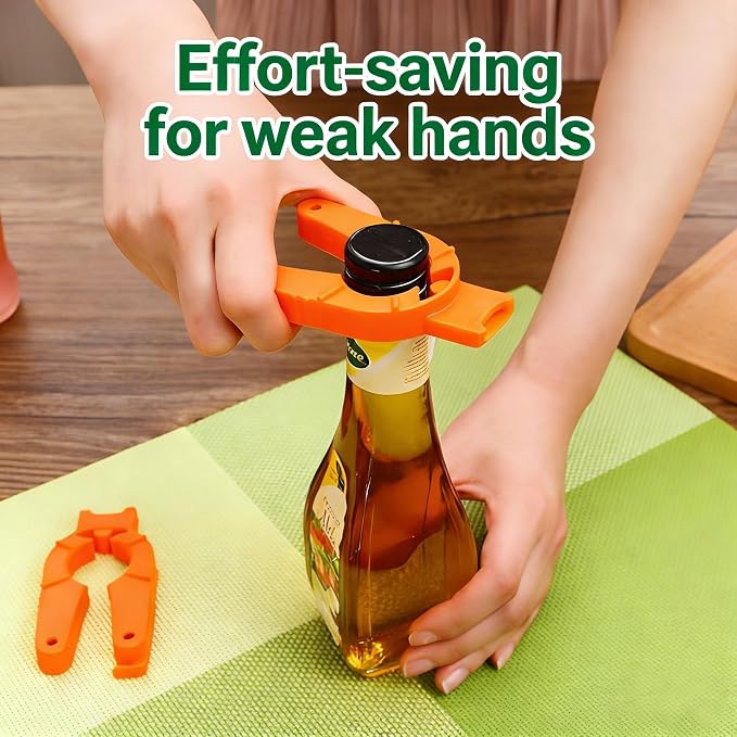 2PCS Can and Bottle Opener, Multifunctional Opener for Weak Hands Children Seniors Elderly Arthritis Sufferers Can Bottle Squeeze Lids and Plastic Grip