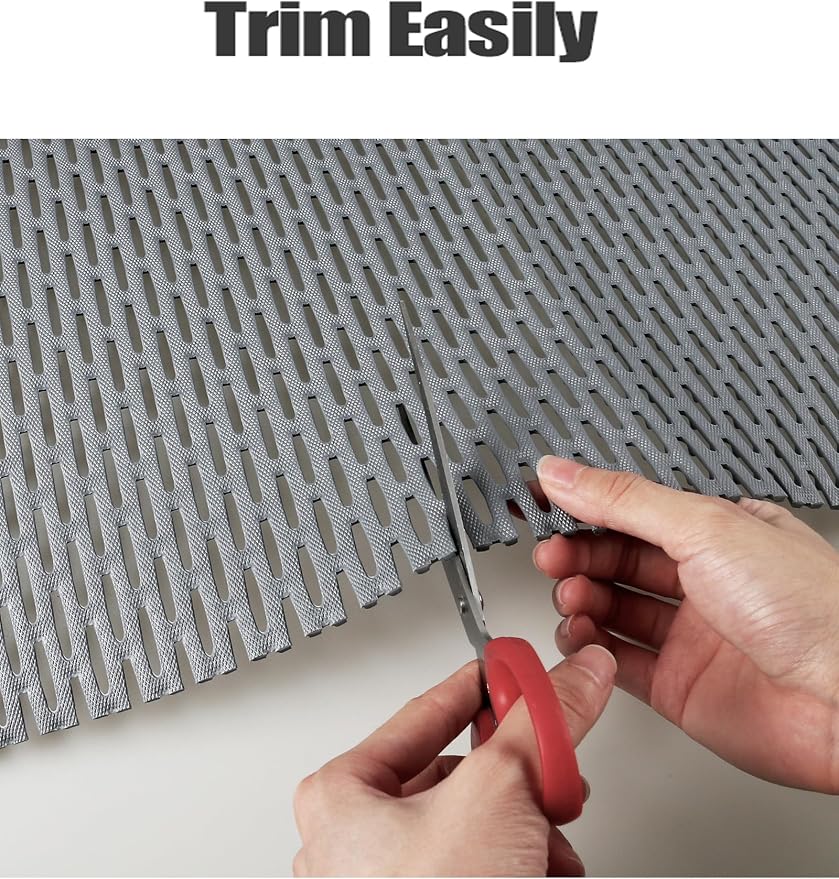 Yonala Large Non Slip Shower Mat 39.4 x 31.5 Inch, Trimmable PVC Shower Floor Mat for Textured, Uneven Floors, Quick Drain Anti Slip Bath Mat for Walk-in Shower, Bathroom, Tub