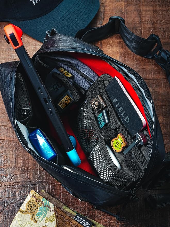 TACTICAL_GEEK TCM8 EDC Organizer Board, Anti-Slip Elastic Woven Board, Utility Bag Insert Panel for Small Gear, Backpack Accessories with Open Pocket & Mesh Pocket (Black)
