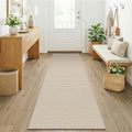 KOZYFLY Runners for Hallways 2x7 ft Washable Kitchen Runner Non Slip Rubber Backed Hall Runners Cotton Entryway Runner Rugs for Indoor Backdoor Bedroom Kitchen, Ivory/Camel/Brown