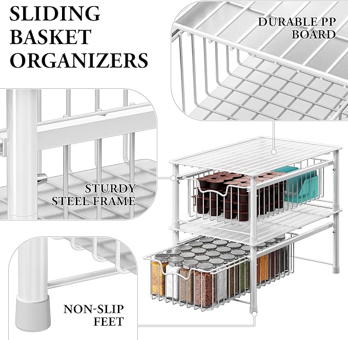 Simple Houseware Stackable Basket Drawer, White