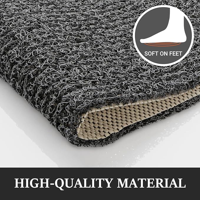 LuxStep Shower Mat Bathtub Mat,24x16 inch, Non-Slip Bath Mat with Drain, Quick Drying PVC Loofah Bathmat for Tub,Shower,Bathroom (Phthalate Free,Black)