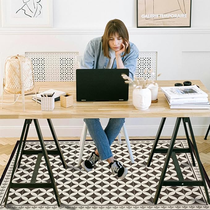 Office Chair Mat for Hardwood Floor, 48"x36" Easy Glide Computer Desk Mat Protector for Rolling Chair Under Desk Rug Nonslip Backing, Machine Wash (Modern)
