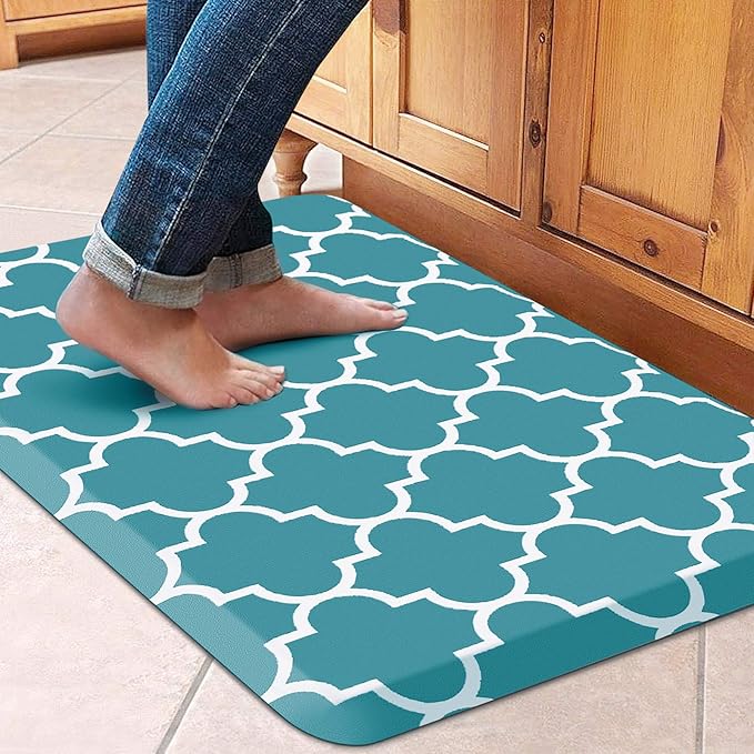 WISELIFE Kitchen Mat Cushioned Anti-Fatigue Kitchen Rug,17.3"x 28",Non Slip Waterproof Kitchen Mats and Rugs Heavy Duty PVC Ergonomic Comfort Mat for Kitchen, Floor Home, Office, Sink, Laundry, Green