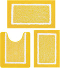 Pauwer Bathroom Rugs Sets 3 Piece Bathroom Shower Rugs with U-Shaped Contour Toilet Mat Absorbent Microfiber Plush Bath Mats Non Slip Bath Rugs Machine Washable Shaggy Bath Floor Mats