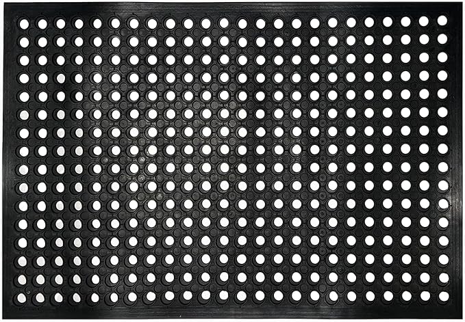 Nexboraque Anti Fatigue Rubber Floor Mats, 24 x 36 Inch Non-Slip Restaurant Mat Door Mat Drainage Mat for Indoor Outdoor Wet Area, Pool Entry, Garden - Black