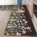 KIMODE Anti Fatigue Kitchen Mats for Floor 2 Piece, Cushioned Farmhouse Kitchen Rugs, Non Slip Kitchen Floor Mats, Comfort Foam Standing Desk Mats for Laundry Office Sink Black 20"x47"+20"x32"