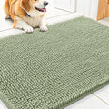 Smiry Dog Door Mat for Muddy Paws 30x20, Absorbent Dirt Trapper, Non-Slip Washable Chenille Entryway Rug for Inside Floor, Sage Green, Classic Solid