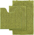 Lime Green Bathroom Rug Set - Extra Soft 3 Piece Anti-Slip Bath Mats, Plush Chenille Shaggy Mat for Living Room, Bedroom, Floor - Water Absorbent Soft Rug