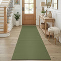 KOZYFLY Cotton Runners for Hallway 2.5'x8', Washable Runner Rug, Woven Non Slip Kitchen Runner, Braided Entryway Rug, Floor Carpet for Foyer, Bedroom, Hall, Olive Green/Earthy Green