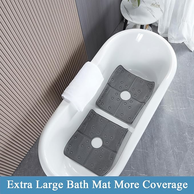 Webos Bathtub Mat Non Slip: Soft Safety Foam Bath & Shower Mat for Tub Suitable for Families 21 X 21Inch with Drain Holes and Suction Cups Massage Tub & Shower Mat for Bathroom (Dark Grey)