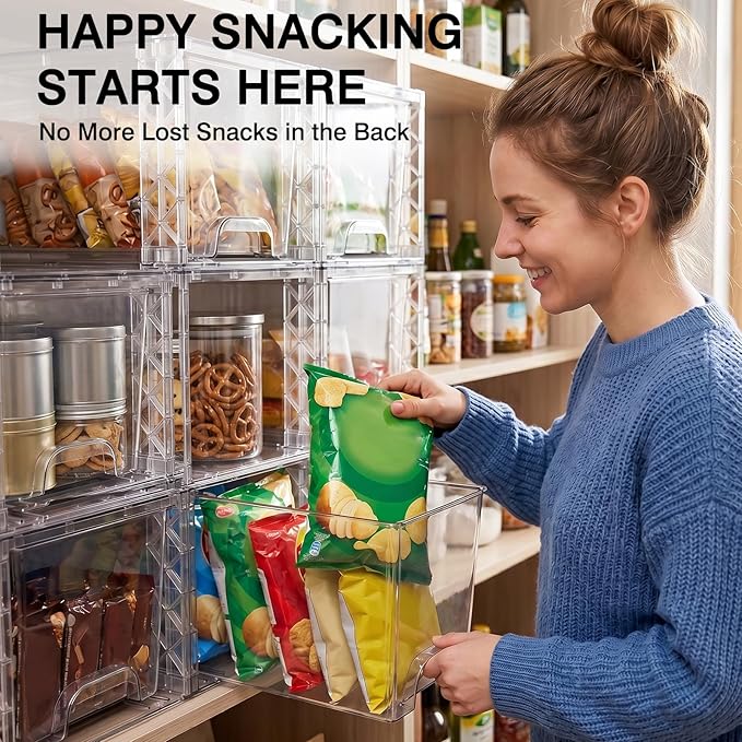 Plastic Stackable Drawers 8 Pack, 7in Bathroom Organizers and Storage Boxes Simply Assembled Containers Bins Suitable for Cosmetics, Kitchen, Cabinets, Snack