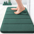 OLANLY Memory Foam Bath Mat 35x16, Super Soft Absorbent Bathroom Rugs, Quick Dry, Machine Washable Shower Floor Rugs, Bathmat Carpet, Bathroom Home Decor Accessories, Blackish Green