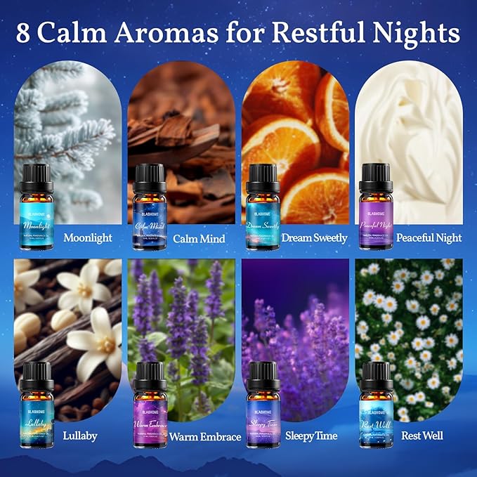 8 Pack Sleep Essential Oils for Diffuser for Home, Diffuser Oil for Humidifiers, Candle & Soap Making, Aromatherapy Oils Set for Calm Mind, Relaxation Gift for Women and Men