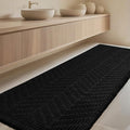 IM HOME Extra Large Waffle Bath Mat, Boho Bathroom Rugs Absorbent Non Slip, Ultra Soft Bathroom Mat, Machine Washable Knit Bath Rugs with Herringbones for Bathroom, Bedroom, Kitchen, 6'x2', Black