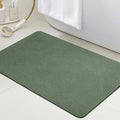 ACCUMTEK Non Slip Bath Mat, Thin Bathroom Rugs Fit Under Door, Quick Dry Bath Mats, Machine Washable Bath Rugs for Bathroom, Bathtub & Kitchen, Dark Green/Upgraded Solid/24 x17