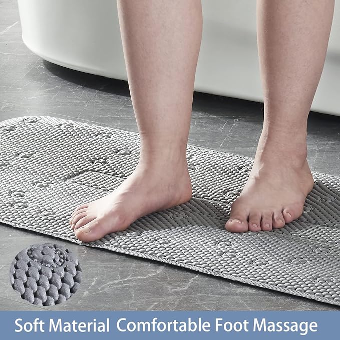 Webos Soft Bathtub Mat Non Slip: Memory Foam Shower Mat with Suction Cups for Bathroom Inside Tub 40X16Inch (Dark Grey)