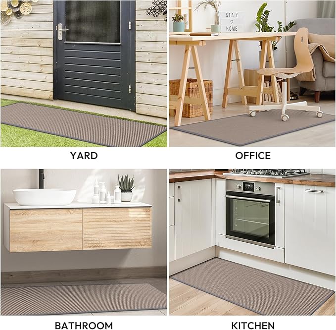 Kitchen Mats for Floor,Kitchen Rug, Nonskid, Washable,Absorbent Kitchen Runner Rug for in Front of Sink,Entryway,Hallway,Rubber Backing Indoor Door Mat,Farmhouse Style Standing Mat,20"x47",Grey