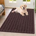 Smiry Dog Door Mat for Muddy Paws 40x32, Absorbent Dirt Trapper, Non-Slip Washable Chenille Entryway Rug for Inside Floor, Brown, Layered Pattern