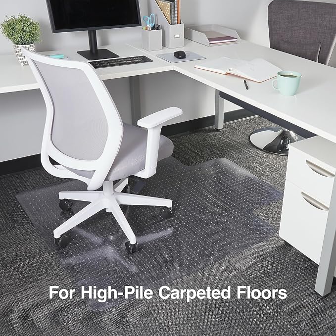 Staples Carpet Chair Mat with Lip, 45" x 53'', High-Pile, Clear (20362-CC)