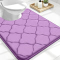 OLANLY Memory Foam Toilet Rugs U-Shaped 24x20, Ultra Soft and Absorbent Bathroom Rugs, Non-Slip, Comfortable, Machine Washable Contour Bath Mat for Toilet Base, Home Decor Accessories, Lavender