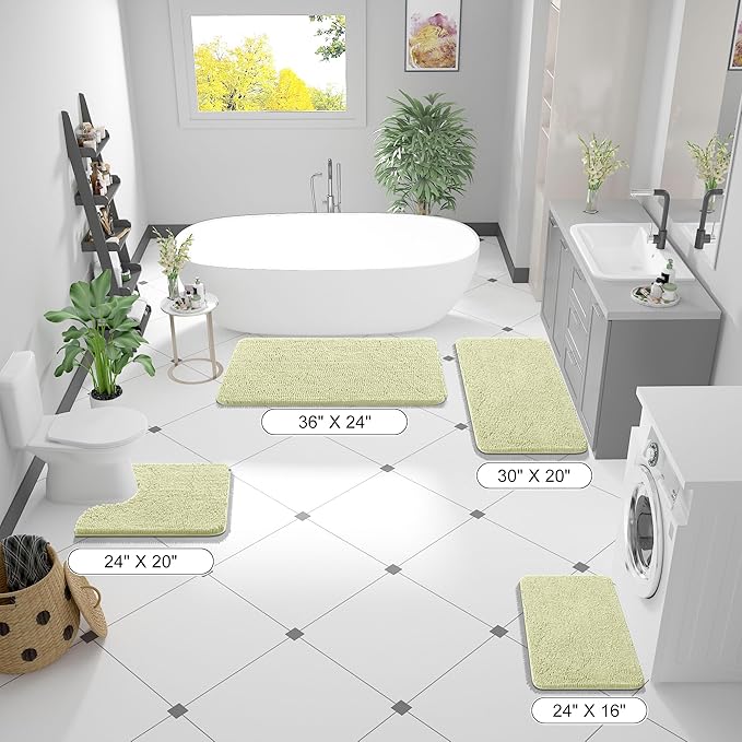 OLANLY Small Bathroom Rugs 24x16, Extra Soft Absorbent Chenille Bath Rugs, Rubber Backing Quick Dry, Machine Washable Bath Mats for Bathroom Floor, Tub and Shower, Home Decor Accessories, Vanilla