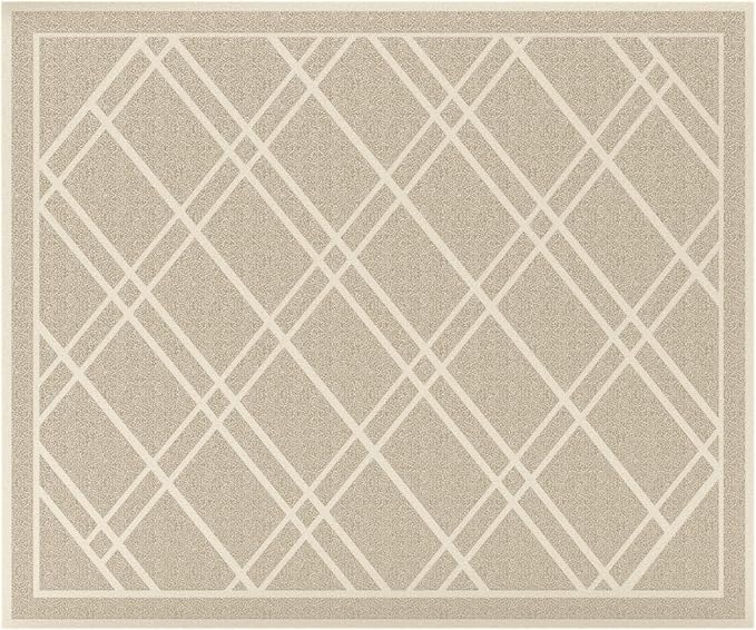 SlipToGrip Universal Door Mat, Plaid Design - Light Beige, 42 x 35 - Anti Slip, Durable and Washable, Outdoor and Indoor Floor Welcome Mat - Front Door, Dust Absorbent