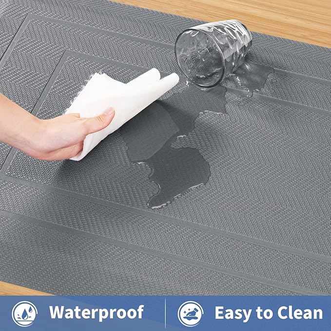 UKISS 9/10"" Extra Thick Cushioned Anti Fatigue Kitchen Mat, Waterproof High Density Foam Standing Desk Mat, Non-Slip Ergonomic Comfort Mat for Kitchen, Office,Workstation (Grey, 20" X 32")