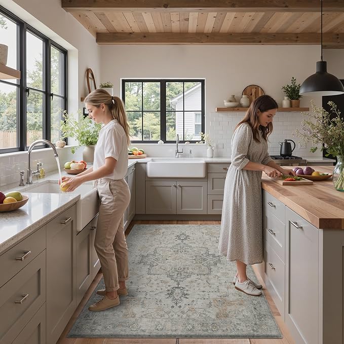GENIMO Kitchen Mats for Floor, Washable Anti Fatigue Mat for Cushioned, 47"x71", Waterproof Kitchen Rugs, Non Slip Foam Comfort Standing Mat Rug for Home, Runner, Sink, Laundry, LightTaupeBrown