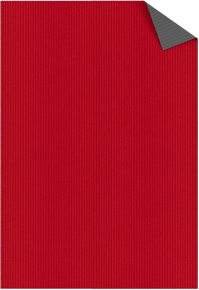 Ottomanson 6'6" x 42' Hallway Runner with Scraper Pile Extra Durable Non-Slip Rug Mat for Indoor & Outdoor Use - Ideal for Kitchen, Entryway, Patio & Garage - High-Traffic Carpet, Red